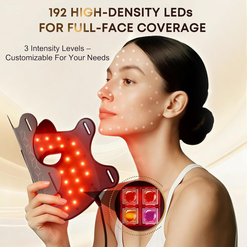 Rechargeable Red Light Therapy Mask with Near-Infrared 850nm for Face