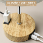Lampe de chevet tactile 3 niveaux dimmable avec prise AC, USB & USB-C, bois chaleureux, pour chambre Lampe de chevet tactile 3 niveaux dimmable avec prise AC, USB & USB-C, bois chaleureux, pour chambre