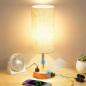 High-Sensitivity Touch Table Lamp, 3-Level Dimmable Bedside Lamp with AC Outlet, USB & USB-C – Warm Wooden Finish High-Sensitivity Touch Table Lamp, 3-Level Dimmable Bedside Lamp with AC Outlet, USB & USB-C – Warm Wooden Finish