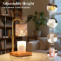 Hong-in Dimmable Candle Warmer Lamp with Timer & Adjustable Height, Vintage Amber Glass Wax Melt Warmer Gift