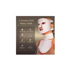 MEGELIN 7-Color LED Red Light Therapy Mask for Face & Neck – White