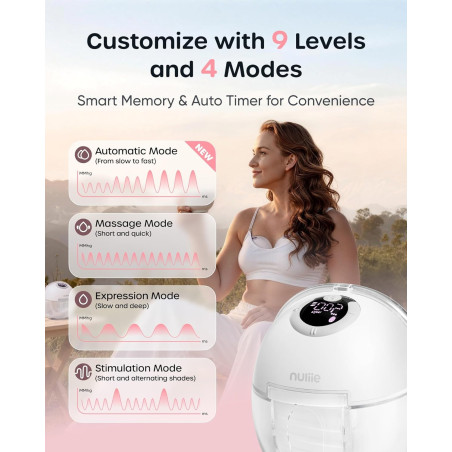 Nuliie S32 Hands-Free Wearable Breast Pump - 4 Modes, Anti-Leak, 2-Pack
