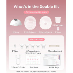 Nuliie S32 Hands-Free Wearable Breast Pump, 4 Modes, 9 Suction Levels, Multi-Size Flanges, 2-Pack White