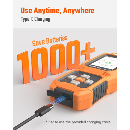 TOPTES CT-580 Portable Rechargeable Carbon Monoxide Detector with Vibration, Visual & Audible Alarms, TFT Display