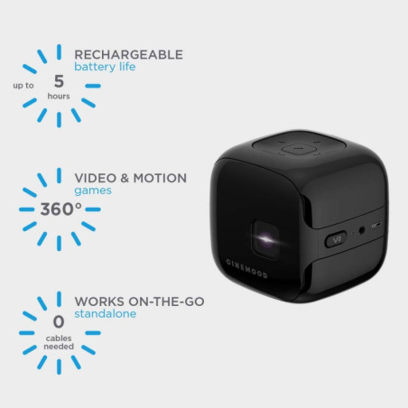 CINEMOOD 360: Projecteur Portable Interactif - Divertissement Familial Illimité, Netflix & Disney Inclus!